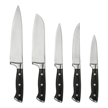 Professional stainless steel kitchen knife set with black handles