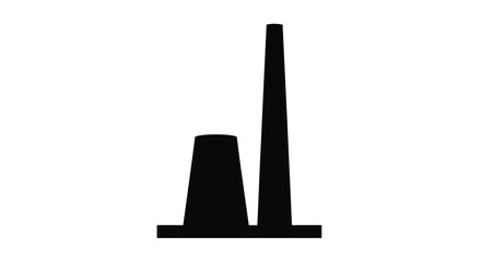 Fototapeta premium This minimalist graphic depicts two dark geometric shapes resembling factory smokestacks against a white background high quality professional