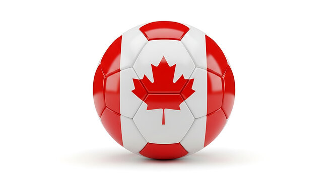 A soccer ball with the canadian flag
