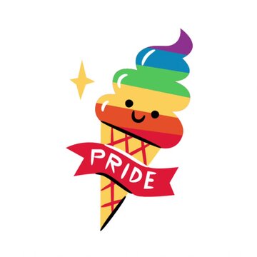 Animated cartoon ice cream with rainbow colors symbolizing pride and diversity in cheerful playful illustration with bright tones and joyful mood