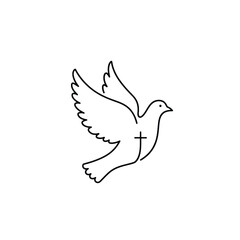 Fototapeta premium Dove Cross Line Art Vector