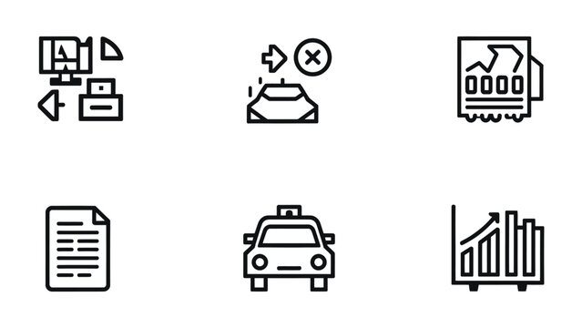 Tech Icons: A suite of sleek, monochrome icons capturing the essence of modern technology and data analysis, perfect for illustrating digital concepts.