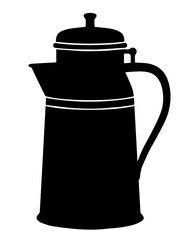 Fototapeta premium Vintage Coffee Percolator Pot Silhouette Icon Vector Illustration Isolated on White Background for Retro Kitchenware Cafe Branding Design