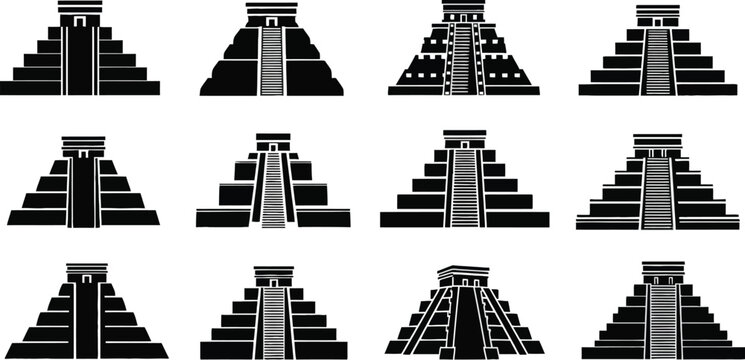 Ancient mayan and aztec pyramid structures a collection of stone temple designs