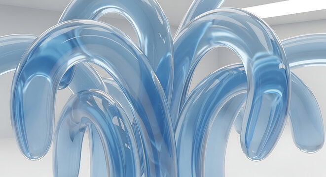 Abstract blue water splashes dynamic liquid motion for fluid simulation and abstract backgrounds 3D render with glossy texture