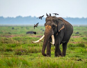 Fototapeta premium AI created photo with Asian alaephant 