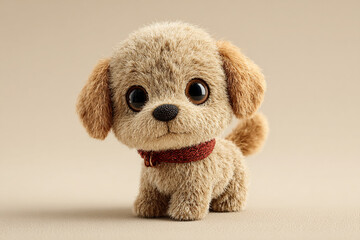 Fototapeta premium Adorable Fluffy Puppy with Big Eyes on Neutral Background