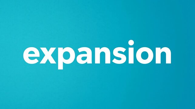 Das Wort &bdquo;Expansion" in wei&szlig;er Schrift auf t&uuml;rkis-blauem Hintergrund