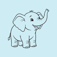 Obraz premium Cute Baby Elephant Line Art Mascot for Kids Logos & Nursery Decor