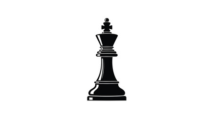 A stark black and white illustration depicts a chess king piece prominently displayed against a white background © Pvect02