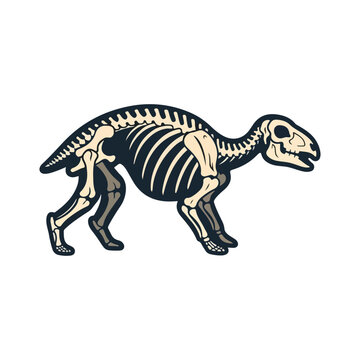 Dinosaur Skeleton Fossil Vector Illustration
