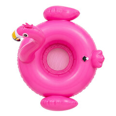 Pink flamingo inflatable pool float top view © PEE PHIBAN