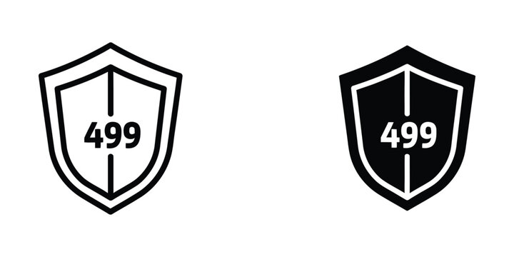 Contrasting shield designs featuring the number 499 in different color schemes