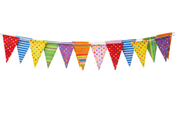Obraz premium Colorful festive bunting flags hanging on a string