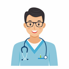 Fototapeta premium A smiling doctor wearing glasses and a stethoscope around his neck