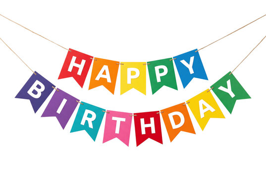Colorful happy birthday bunting banner decoration