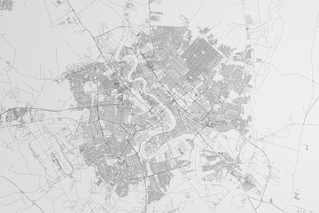 Fototapeta premium Map of the streets of Baghdad (Iraq) on white background. 3d render, illustration
