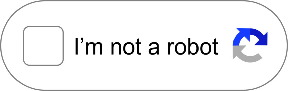 Captcha verification icon with checkbox. I'm not a robot icon. User interface security elements for website login and bot protection. Cybersecurity validation button design.