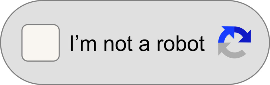 Captcha verification icon with checkbox. I'm not a robot icon. User interface security elements for website login and bot protection. Cybersecurity validation button design.