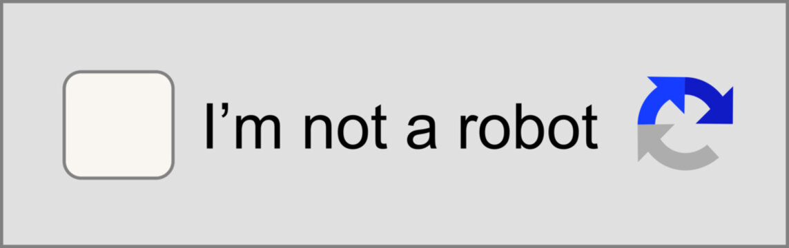 Captcha verification icon with checkbox. I'm not a robot icon. User interface security elements for website login and bot protection. Cybersecurity validation button design.