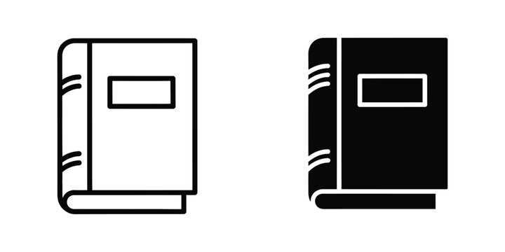 Contrasting visual styles of a closed book icon in white and black versions
