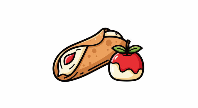 Sweet treats a cannoli and a caramel-dipped apple