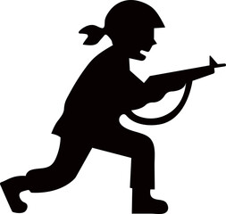 Obraz premium Female Soldier Combat Silhouette Vector