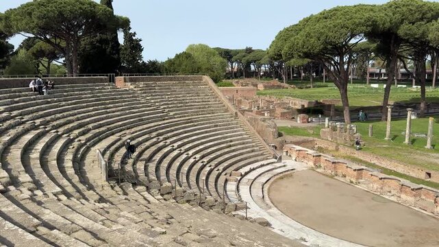 Ancient Roman Theater Architecture in the Archaeological Site of Ostia