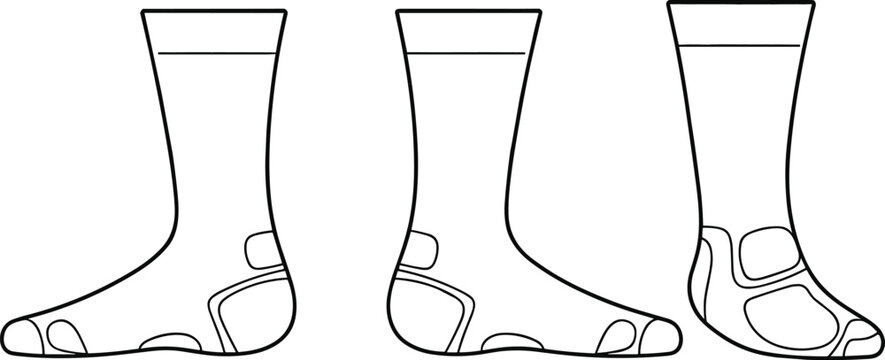 Orthopedic medical walking boot set front side views outline healthcare support device vector