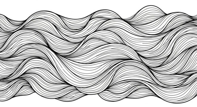 Abstract wavy lines pattern in black and white.