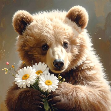 Bear with flowers