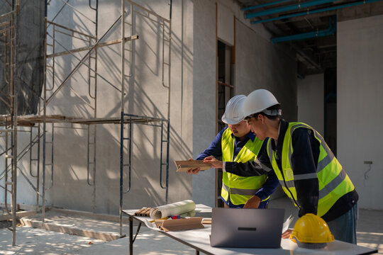 Construction project meeting interior site professional collaboration urban environment close-up view teamwork in action