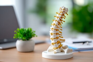 Fototapeta premium Detailed Spine Model for Healthcare Education and Composition Focused on Anatomy and Structure