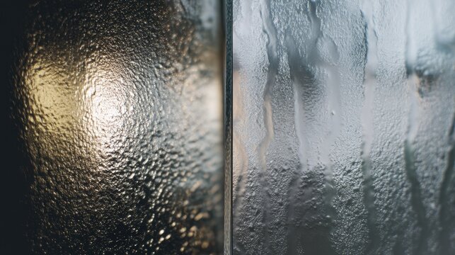 This image features a close-up of textured glass with condensation effects, creating a beautifully blurred abstract background.