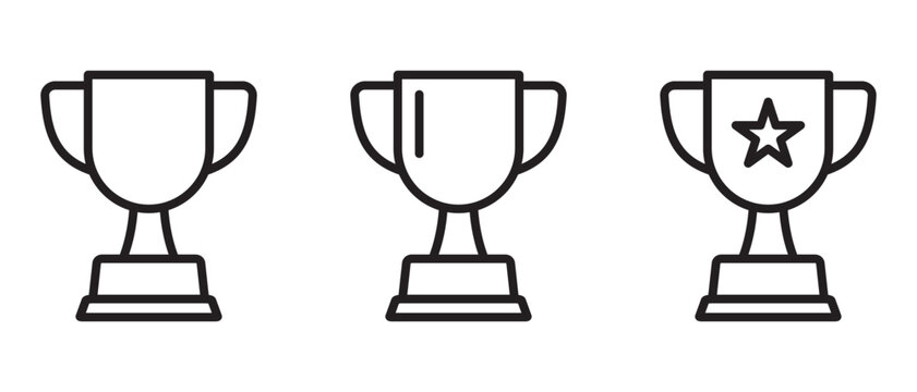 Trophy line icons set. Trophy cup, winner cup, victory cup icons. Reward symbol sign for web and mobile.