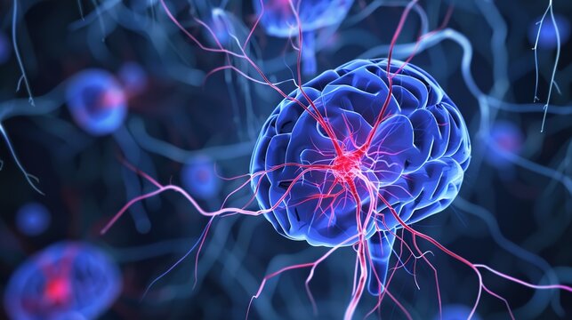 Alzheimer&rsquo;s Brain Degeneration pathological research visualization, neural tissue atrophy, cerebral cortical damage and progressive cognitive decline mechanism analysis. 