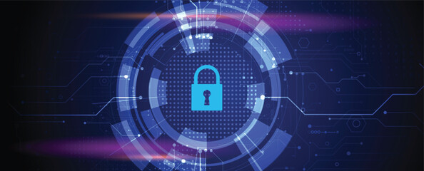 Fototapeta premium Cyber security technology for business and internet project with lock image
