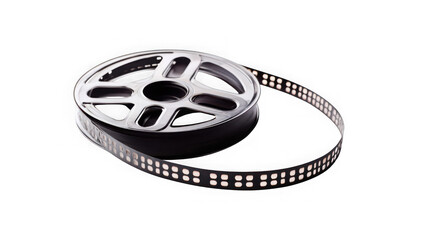 Obraz premium A film reel on a black background with a transparent background option on transparent background