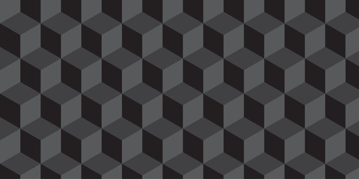 Black cube seamless creative cubes decoration triangle wall and wallpaper textile vector square tile, mosaic endless repeat hexagon block texture background.