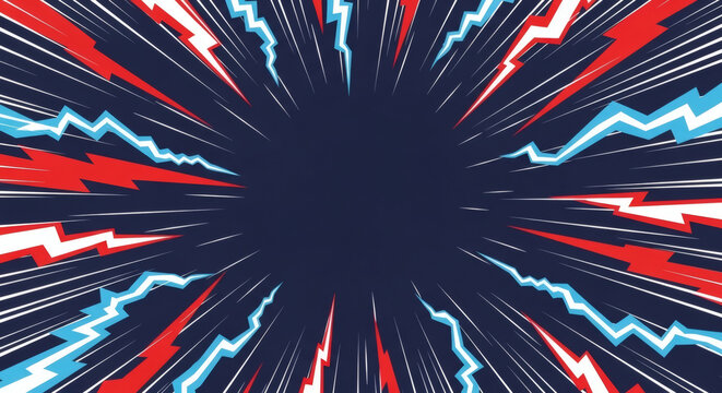 Dynamic Comic Book Explosion Background with Red and Blue Lines