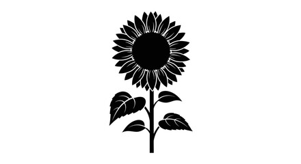 A striking black sunflower illustration in a bold graphic silhouette © Morsheda