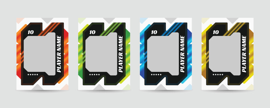 Set of player trading card template, Photo frame and border collection for soccer, hockey, volleyball, and basketball players, Sport flyer layout design, Template eps 10.