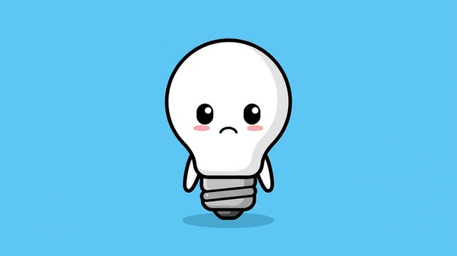 Cute Angry Lightbulb Character Animation with Different Emotions.