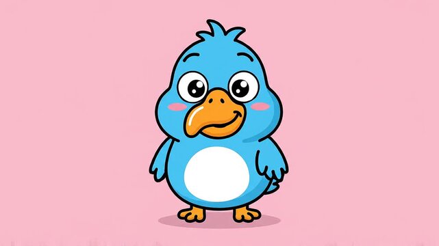 Cute Blue Bird Character Expressing Different Emotions And Feelings.
