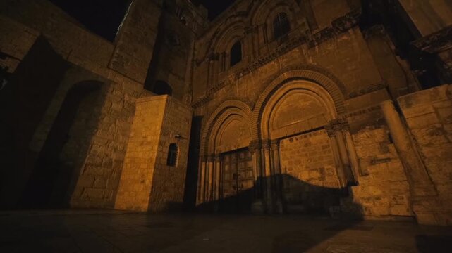 Closed doors of the Holy Sepulchre in Jerusalem, Israel