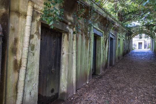 Terrace catacombs at Highgate Cemetery, London