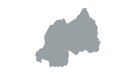 A grayscale silhouette depicts the geographical outline of the republic of rwanda africa high quality professional detailed modern © Pvect02