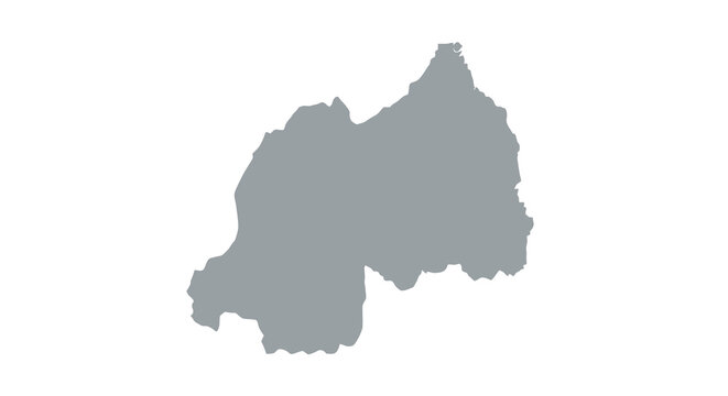 A grayscale silhouette depicts the geographical outline of the republic of rwanda africa high quality professional detailed modern