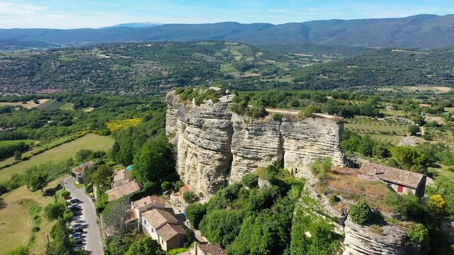 View of Saignon village in France, discover the stunning architecture of the ancient Saignon village in southern France. Provence, Vaucluse, France.