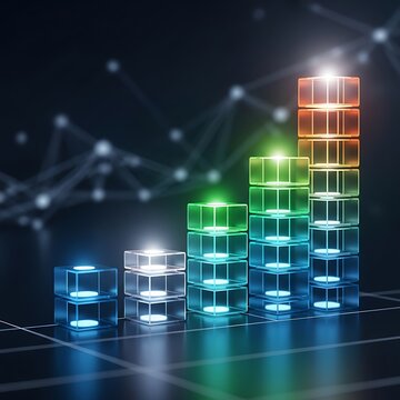 Colorful 3D cube graph.